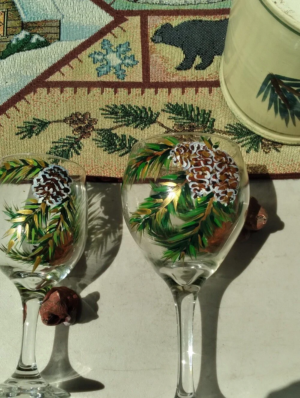 🌲 CERAMIC PINE & BERRIES 13” BOWL SALAD 🥗 PINECONE Large BOWL VNPLVC